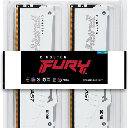 Kingston Fury Beast White RGB Expo 64GB 6400MT/s DDR5 CL32 DIMM Desktop Gaming Memory Kit of 2 - KF564C32BWEAK2-64