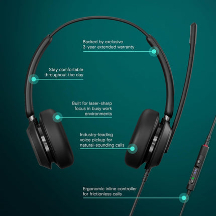 EPOS Impact 760T Office Headset – Certified for Microsoft Teams, Noise-Cancelling, USB-C, Dual-Sided, with Adaptive Beamforming Mic, AI, ActiveGard, Busylight, All-Day Comfort Leatherette Earpads