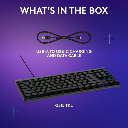 Logitech G515 TKL Wired Low Profile Gaming Keyboard, Fully Customizable RGB, Double-Shot PBT Keycaps