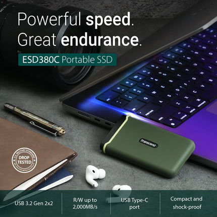 Transcend USB 3.2 Gen 2x2 USB Type-C ESD380C Portable SSD Solid State Drive