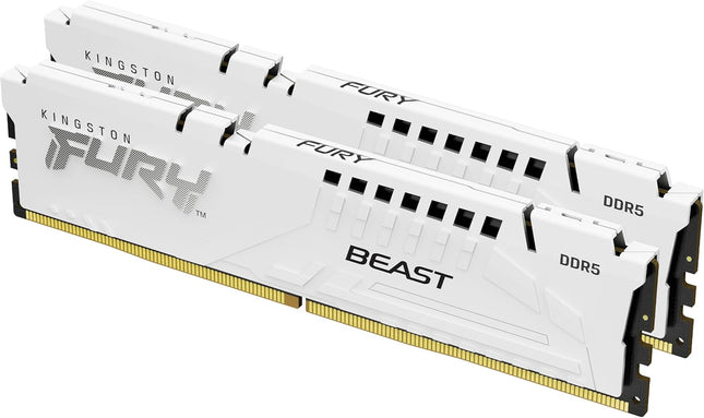 Mémoire Gaming de Bureau Kingston Fury Beast White 64Go 6000MT/s DDR5 CL30 DIMM (Kit de 2) - KF560C30BWEK2-64