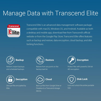 Transcend , External Solild State Drive, Portable SSD, Compatible w/iPhone 4K ProRes, Up to 2000 MB/s,Type C