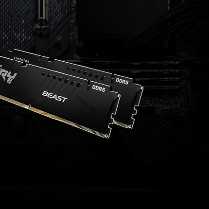 Kingston Fury Beast Black 128GB (4x32GB) 5200MT/s CL40 DDR5 XMP DIMM | Overclocking | Plug N Play | Intel XMP 3.0 | Kit of 4 | KF552C40BBK4-128