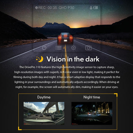 Transcend DrivePro 110 Car Video Recorder Dash Cam Full HD 1080p/30FPS 64GB Micro SD Card Included