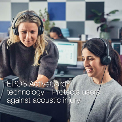 EPOS Impact 760T Office Headset – Certified for Microsoft Teams, Noise-Cancelling, USB-C, Dual-Sided, with Adaptive Beamforming Mic, AI, ActiveGard, Busylight, All-Day Comfort Leatherette Earpads