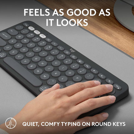 Logitech Pebble Keys 2 K380s, Multi-Device Bluetooth Wireless Keyboard with Customizable Shortcuts, Slim and Portable, Easy-Switch for Windows, macOS, iPadOS, Android, Chrome OS