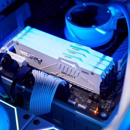 Kingston Fury Beast White RGB Expo 64GB 6400MT/s DDR5 CL32 DIMM Desktop Gaming Memory Kit of 2 - KF564C32BWEAK2-64