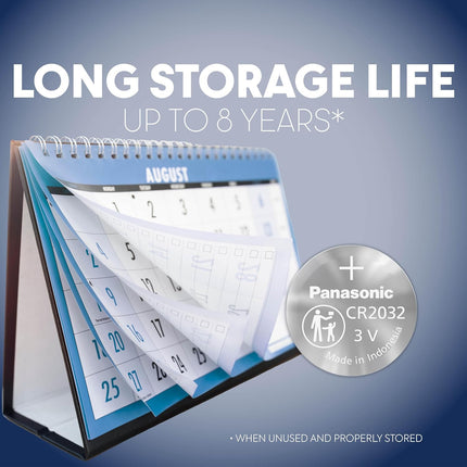 Panasonic CR2032 3.0 Volt Long Lasting Lithium Coin Cell Batteries in Child Resistant, Standards Based Packaging