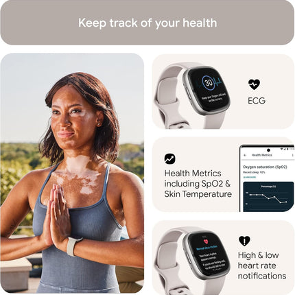 Google Fitbit Sense 2 Advanced Health and Fitness Smartwatch with Tools To Manage Stress and Sleep, Ecg App, Spo2, 24/7 Heart Rate and Gps, One Size (S and L Bands Included)