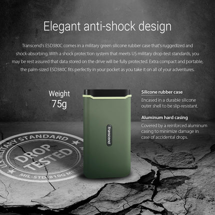 Transcend USB 3.2 Gen 2x2 USB Type-C ESD380C Portable SSD Solid State Drive