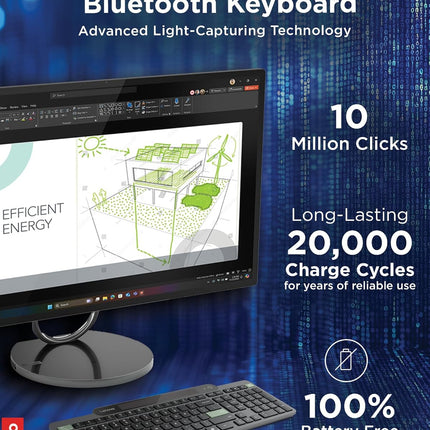 Lenovo 800 Bluetooth Wireless Keyboard with Backlight for Charging, Bluetooth 5.1, Supports 3 Devices, Battery-Free, Wireless, Grey
