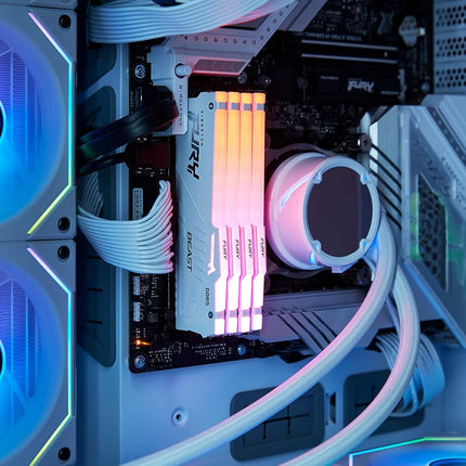 Kingston Fury Beast White RGB 32GB (2x16GB) 5600MT/s CL36 DDR5 Expo DIMM | Infrared Syncing | Fury CTRL Software | Overclocking | Plug N Play | AMD Expo | Kit of 2 | KF556C36BWEAK2-32