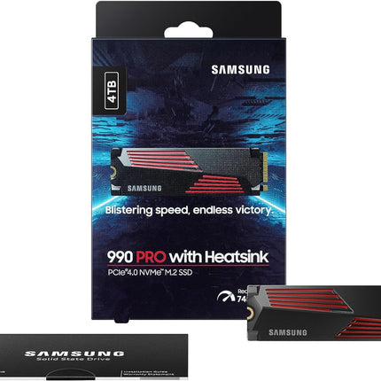 SAMSUNG 990 PRO w/Heatsink SSD PCIeGen4 NVMe M.2Internal Solid State HardDrive,Upto7,450MB/s,Fast Speed for Gaming, Heat Control,Storage&Memory Expansion,Compatible w/PS5,Canada Version]