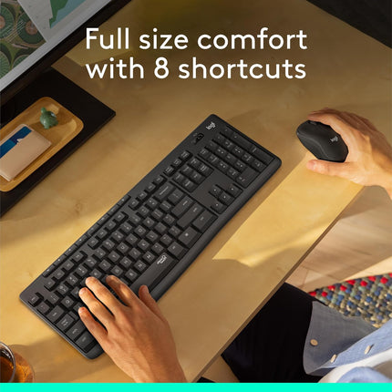 Logitech MK270 Wireless Keyboard and Mouse Combo for Windows, 2.4 GHz Wireless, Compact Mouse, 8 Multimedia and Shortcut Keys, 2-Year Battery Life, for PC, Laptop