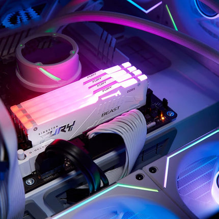 Kingston Fury Beast White RGB 32GB (2x16GB) 5600MT/s CL36 DDR5 Expo DIMM | Infrared Syncing | Fury CTRL Software | Overclocking | Plug N Play | AMD Expo | Kit of 2 | KF556C36BWEAK2-32