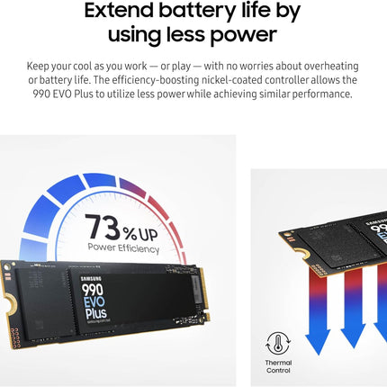 Samsung 990 EVO Plus - PCIe Gen4. X4 / Gen5. X2 NVMe 2.0 - M.2 Internal SSD, Speed Up to 7,150MB/s, Upgrade Storage for PC/Laptops, HMB Technology and Intelligent Turbowrite