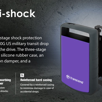 TRANSCEND Ttorejet Portable USB 3.0 Hard Disk, Purple