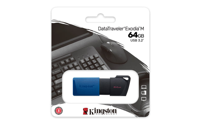 Kingston 64GB DataTraveler Exodia M (Black & Blue) USB 3.2 Gen 1 - DTXM/64GB (Pack of 10)