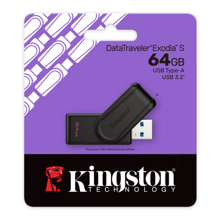 Kingston 64GB DataTraveler Exodia S (Black & Black) USB 3.2 Gen 1