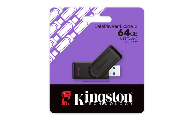 Kingston 64GB DataTraveler Exodia S (Black & Black) USB 3.2 Gen 1